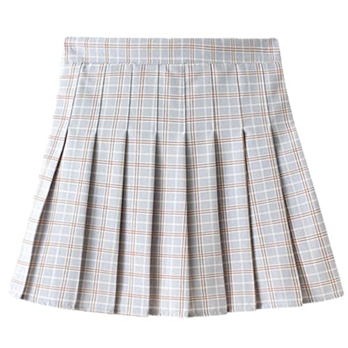 Jupe fendue en tartan bleu clair taille L pour femme - Coupe mini