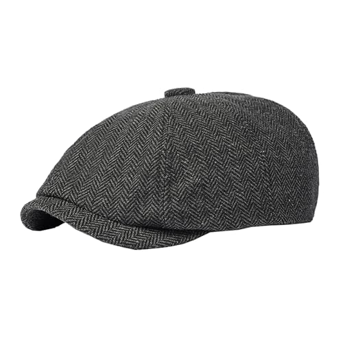 Men Classic Newsboy Cap 8 Panel Gatsby Flat Cap Ivy Golf Cabbie Hat Herringbone Cabbie Flat Cap Herringbone Newsboy Hat Darkgray