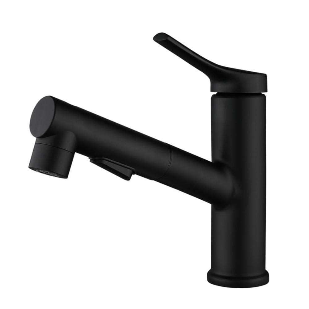 Mitigeur de salle de bain noir avec douchette extractible double jet RajoNN