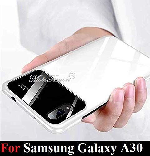 Image of MOBITUSSION Luxury Glossy Pc Back Cover For Samsung A30, White