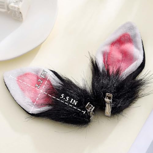 Pinzas para el pelo con orejas de conejo peludas 2 piezas miniatura 6