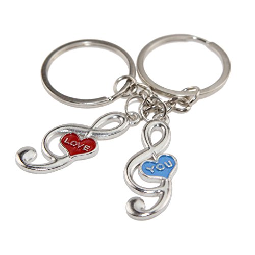 Pärchen Schlüsselanhänger Schlüsselanhänger Pink Love & Blue You Musiknote Schlüsselanhänger Geschenk für Valentinstag Hochzeit Jahrestag Cover