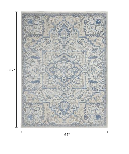 Nourison Home Elation Ivory Blue 5'3" x 7'3" Tapete Decorativo miniatura 2