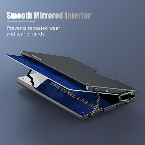 American Flag Deer Engraved Metal Wallet for Men, Minimalist Aluminum Card Holder with Money Clip Removable, Slim Front Pocket RFID Blocking Card Case, Mens Personalized USA Gifts for Him3