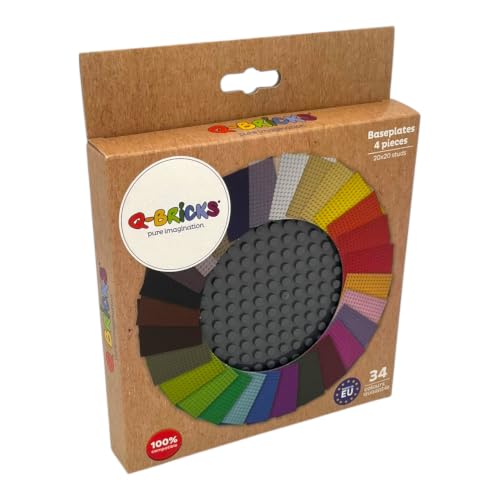 Image of Classic Baseplate - Building Kit for Toddlers & Kids - 20 x 20 Studs - 6.3 x 6.3 inches - Pack of 4 Baseplates - Compatible with Major Brands
