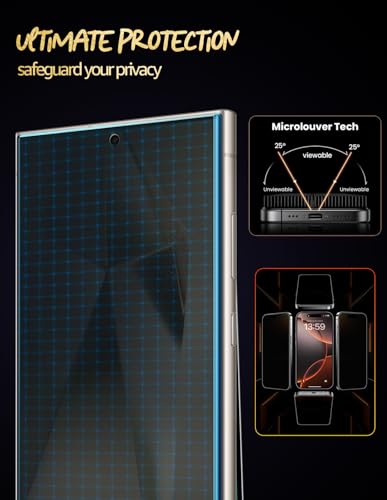 Image of Lensarmor Samsung S24 Ultra Privacy Tempered Glass Borderless - Ultrasonic Fingerprint Compatible Screen Protector for Galaxy S24 Ultra 5G - Military Grade Privacy Screen Guard, 6.9 inch