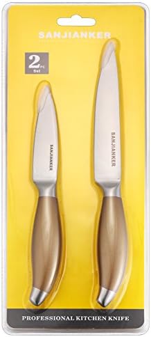 Kitchen Knives 2-piece Set, SANJIANKER 5-inch Utility Knife and 3.5-inch Paring Knife with Ergonomic Handle, Kitchen knife made with German High Carbon Stainless Steel