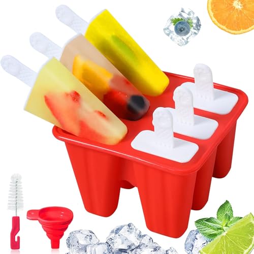 La Mejor Lista de Recipientes para anclar a paletas que puedes comprar esta semana. 48 Risom Moldes para Paletas de Hielo, 6 Cavidade Molde Paletas de Silicona Con Cepillo de Limpieza y Embudo, Molde de Helado Reutilizables, Sin BPA, para Helado y Mousse o Postre DIY