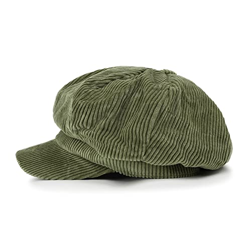Ililily Washed Cotton Newsboy Cabbie Cap Corduroy Duck Bill Flat Hunting Hat, Olive - New #TOP2