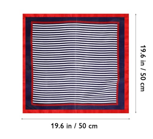 4-Piece Women's Sailor Scarf Set - Red, White & Blue Striped - 23.6 Inch Square - Polyester - Hand Wash Only2