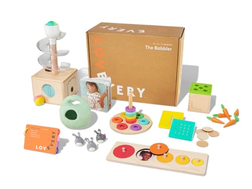 Image of Lovevery | The Babbler Play Kit, Birthday Play Kit, Montessori Toddler Toy, 8 Play Products, 1 Board Book, and Play Guide (Best Birthday Gift for 1 Year Old), Medium