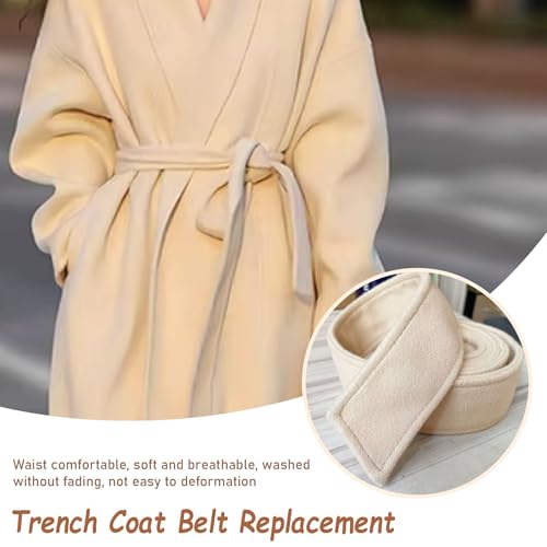 Trench Coat Belt Replacement, 69" Long Woolen Overcoat Belt, Decorative Buckle Robe Alternative, White Outerwear for Women & Girls3
