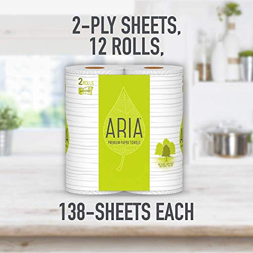 Aria Premium, Earth Friendly Paper Towels, 12-Count, Pick A Size, 12=29 Regular Rolls, Eco Friendly Paper Towels