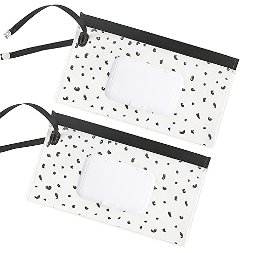 Image of 2 Pack Reusable Wipes Pouch Portable Wipes Dispenser Refillable Wet Wipe Container Lightweight Travel Wet Wipe Case Holder for Diaper Bag