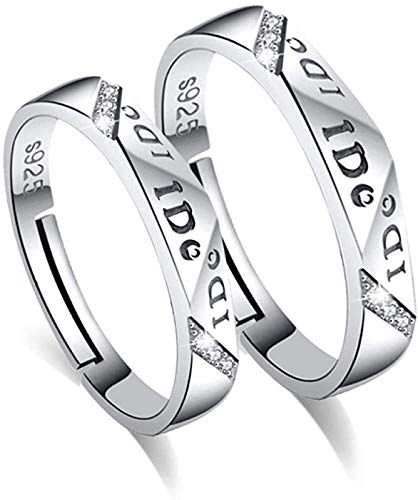 WQF Bague 1 Ensemble Romantique Ouvert Amour Couple Cristal Opale Pierre Anneau Cover