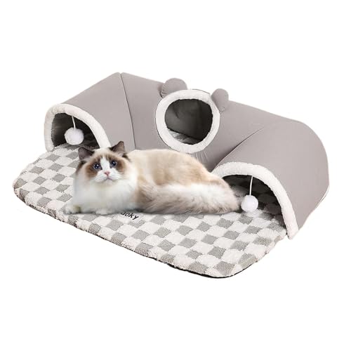 Haustier- Spieltunnel- Drei- Loch- Katzenbett- Höhle | Weiches Kissen Katzennest, Faltbares Tuch Haustier Anreicherung Tunnel, Schlafen Für Kätzchen Welpen Kleintiere Indoor Stimulation Wohn-3