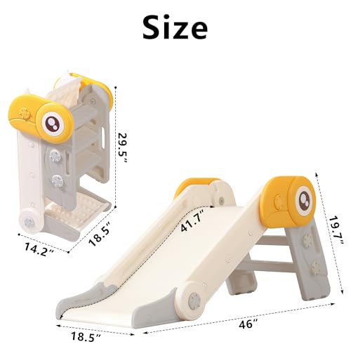 Kids Folding Slide is Suitable for 1-3 Year Old Children in Indoor and Outdoor playgrounds. Easy to Assemble Independent Slide Climbers(Grey)