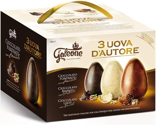 Galeone Uova di Pasqua D'autore, Set da 3 Cioccolato Fondente