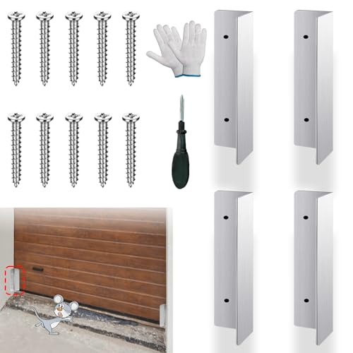 4 Pcs Garage Door Mouse Guard, Garage Door Seal Guards Rustproof Side Seal, Sunscreen Moisture Proof Permanent Fix Garage Door Seal Guards to Prevent Mouse Fallen Leaves and Snake Entry