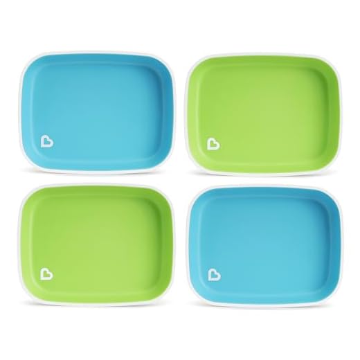 Munchkin Splash 4 Piece Toddler Plates, Blue/Green