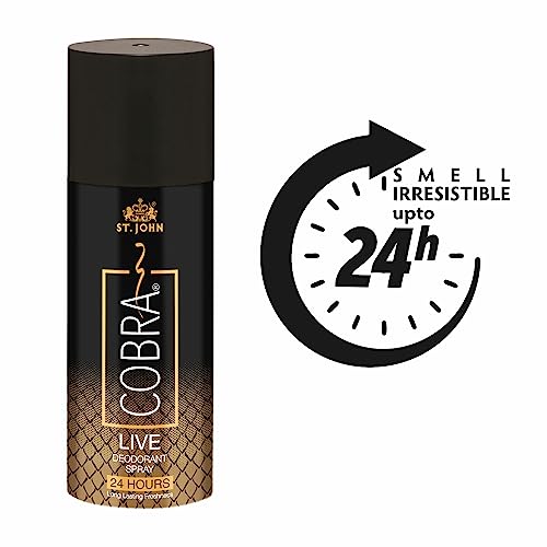 Image of ST.JOHN COBRA LIVE Deodorant For Men, Long Lasting Fragrance Fresh and Soothing Deo For Men (150ml- Pack of 1)