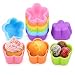 Mini Silicone Baking Cups Plum Blossom Pack of 24 - Reusable Baking Cupcake Liners Muffin Molds 2 inch - Nonstick Small Truffle Chocolate Jello Cups in 6 Colors Mini Plum Blossom