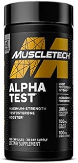 Testosterone Booster for Men | MuscleTech AlphaTest | Tribulus Terrestris & Boron Supplement | Max-Strength ATP & Test Booster | Daily Workout Supplements for Men, 120 Pills (Package May Vary)