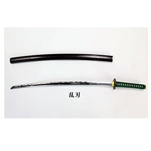 Epee Obitsu queue poitrine avec lame Kamon vert motif X et fourreau noir