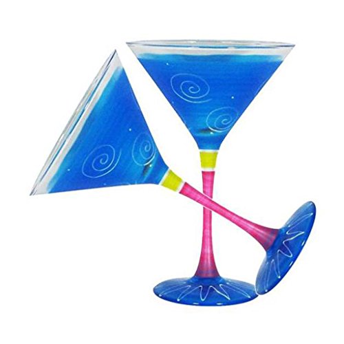 Copas de martini de cristal pintadas a mano estilo puntos rizados 2