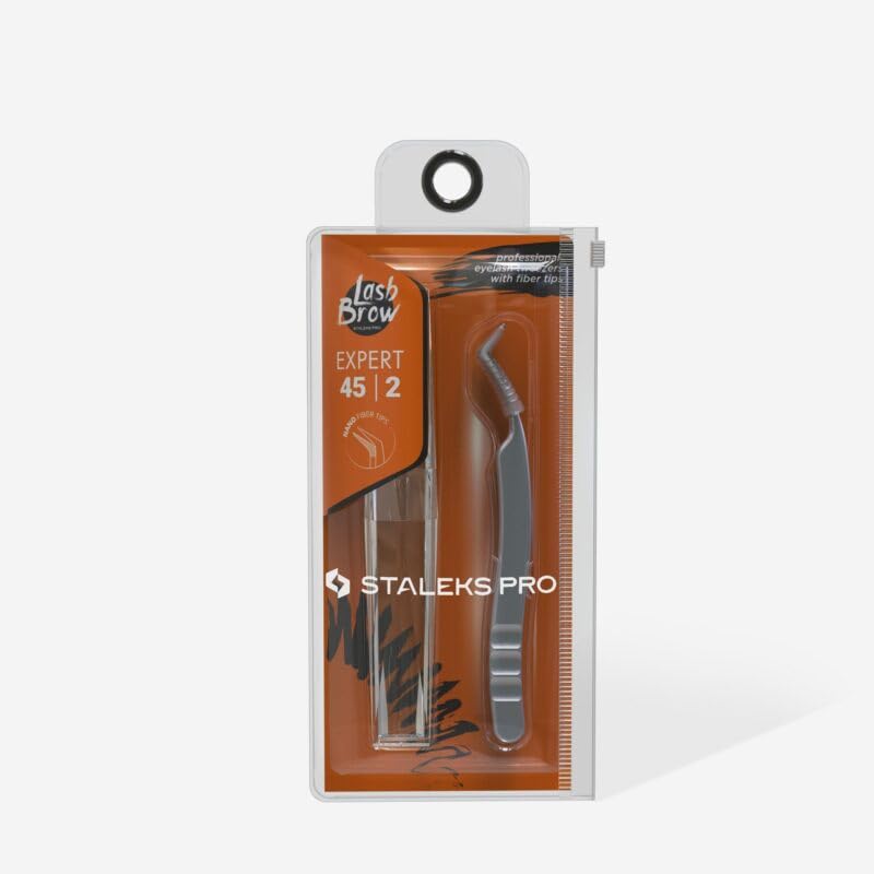 STALEKS PRO Professional eyelash tweezers with fiber tips EXPERT 45 TYPE 2 (L-shaped, 40′) 2