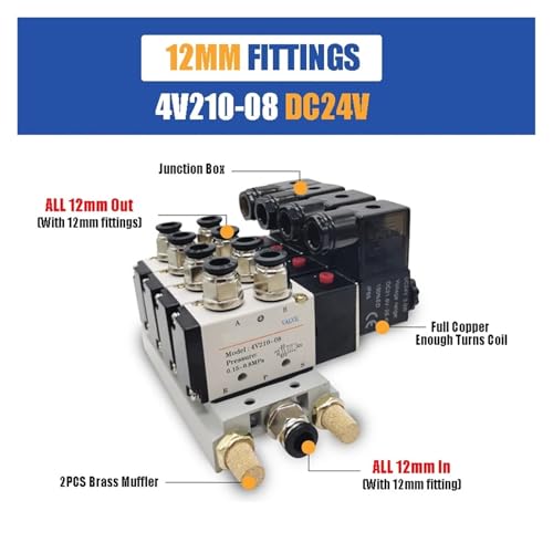 Électrovanne 5 ports 2 positions 4V210-08 collecteur 3 stations - 3