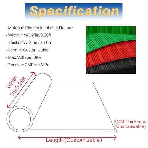 Tapis isolant en caoutchouc 6000 V découpable de 3 mm pour transformateur