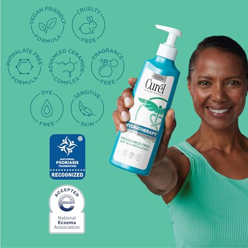 Curel Hydra Therapy In Shower Lotion, Wet Skin Moisturizer for Dry or Extra-dry Skin, with Advanced Ceramide Complex, 12 Oz, Pack of 2
