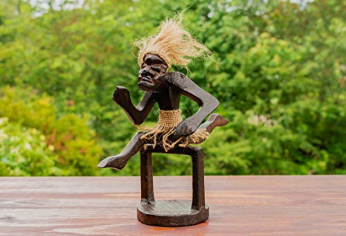 Estatua tribal rústica de madera tallada a mano, 7 pulg miniatura 3