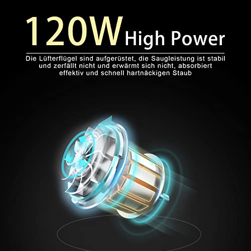 DXXOK Aspirateur à main sans fil - Puissance d'aspiration puissante - 30 min - Rechargeable par USB - Séchage humide - Aspirateur sans fil 120 W - Pour voiture, maison et animaux - Image 6