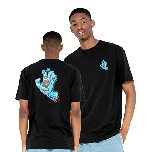 Scollatura orlata SANTACRUZ - T-SHIRT MAGLIETTA MANICHE CORTE CREAMING HAND CHEST DA UOMO COLORE NERO - SCA-TEE-5893 - S, BLACK