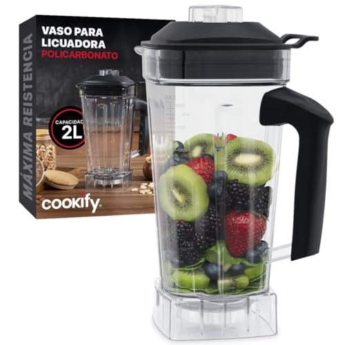Listado de Vasos de Licuadora Walmart más recomendados. 41 Cookify Vaso de Policarbonato con 6 Cuchillas Acero Inoxidable para Licuadora Profesional 2 Lts PB004, Mango Antideslizante