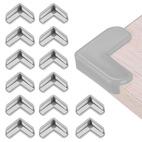 Image of uxcell Corner Protectors, 16 Pcs Table Corner Protectors, Furniture Corner Guard and Edges Safety Bumpers for Table Edges and Sharp Corners (L-Shaped, Grey)