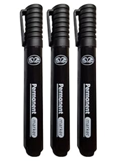 JMS we create smile - Black Permanent Markers Thick Bullet Tip Permanent Marker - Waterproof, Quick Drying Smear proof - Works on Cardboard Plastic Glass Wood Metal (3)