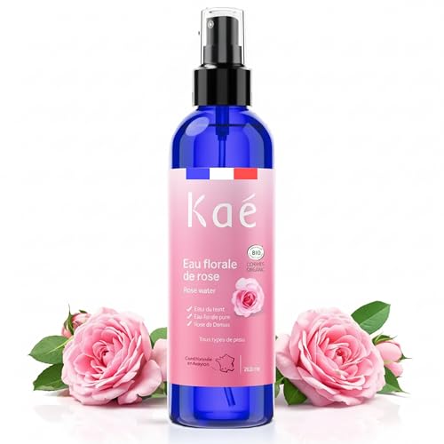 KAÉ Agua de Rosas Pura Bio – Cuidado 99,8% Natural para Avivar la Luminosidad, Hidratar y Tonificar el Rostro – Rosa de Damasco Anti-Edad – Cuidado 3-en-1 Rostro, Cuerpo, Cabello – 250ml
