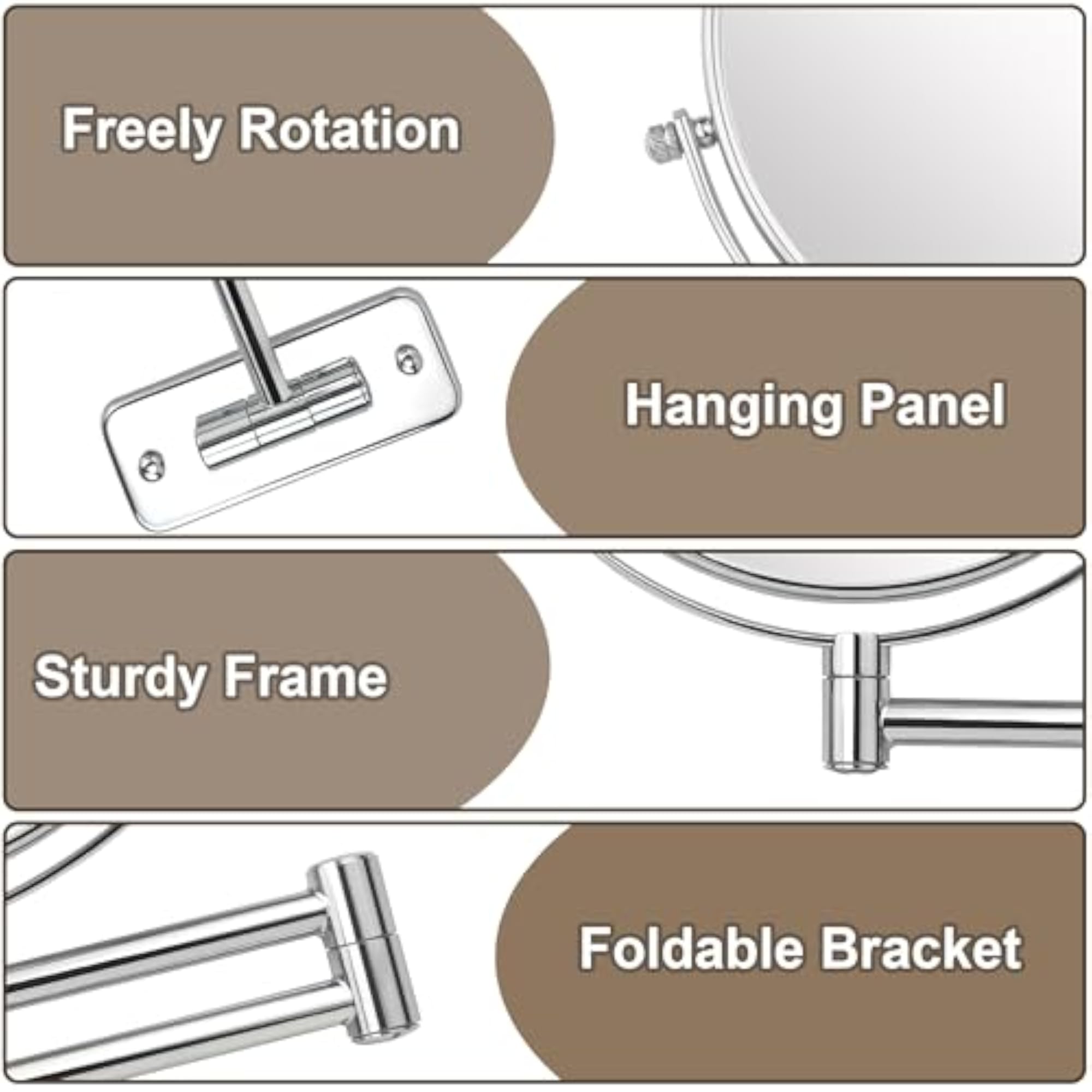 8" Wall Mounted Makeup Mirror, Double Sided