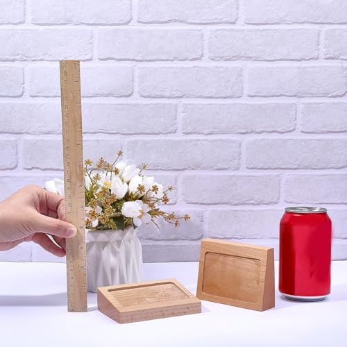 FINGERINSPIRE 2 Stück Etikettenhalterständer Aus Holz 10.6x7.7x2.8cm Schräge Rückseite Präsentationssockel Mit Acrylplatte Navajo Weiß Tischaufsteller Für Preisschilder Im Einzelhandel