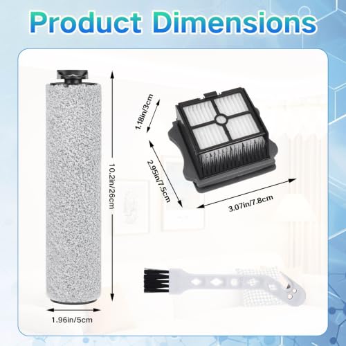 Image of Accessory Set for Tineco iFloor 3 / Floor One S3 Wet and Dry Vacuum Cleaner Replacement Parts 7 Pieces Accessories 3 Roller Brushes + 3 HEPA Filters + 1 Cleaning Brush