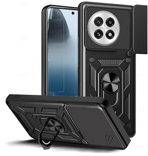 Image of Spazy Case OnePlus 13 5G Back Cover | Heavy Duty Hybrid Case with 360 Degree Rotating Finger Ring Holder + Slider Shutter Camera Protection Cover for OnePlus 13 5G - Black