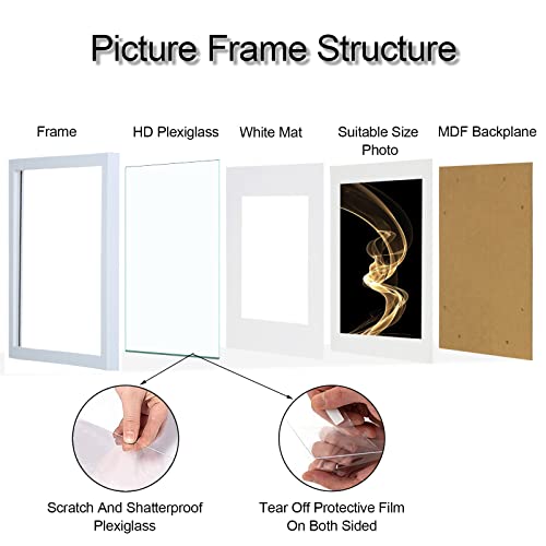 Heart Art 12X12 White Picture Frame Set Of 9, Display Pictures 8X8 With Mat Or 12 X 12 Without Mat, Multi Collage Gallery Square Photo Frames For Wall #TOP2