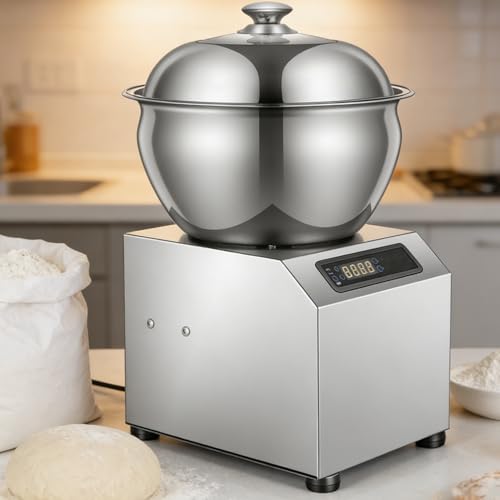 Azcabjie Amasadora Eléctrica De 5 Kg/8 Kg, con Temporizador Digital Y Tapa De Visualización, Construcción De Acero Inoxidable, Rotación Bidireccional, para Restaurantes, Panaderías Y Pizzerías 5kg