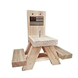Made in USA, Cedar Squirrel Picnic Table Feeder, Handcrafted and Weather-Resistant Squirrel Feeder, Easy Install Picnic Table for Squirrel, Chipmunks, and Backyard Animals - Wildlife Woodcrafts