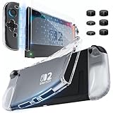 Switch 2 カバー HEYSTOP Switch 2 保護ケース スイッチ 2 対応 カバー＋ガラスフィルム１枚＋親指キャップ+アルコール綿 防塵 防汚 耐衝撃 着脱簡単 ドック対応 全面保護 軽量 薄型 透明 滑り止め