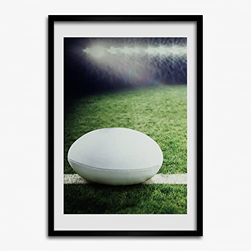 Cadre photo 50x70 bois Tulup tableau affiche décoratif moderne de ballon de rugby
