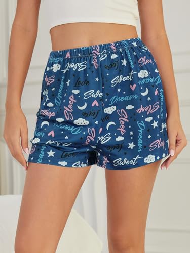 YIJIU 3 Pack Women Pajama Shorts Comfy Lounge Bottoms Soft Elastic Waist Cute Print Pj Shorts4